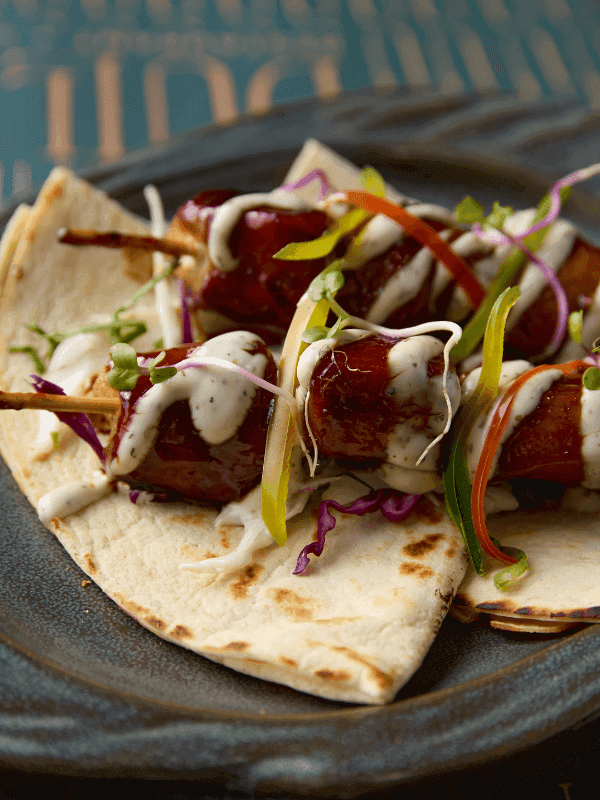 Flatbread wraps on a Dulles plate