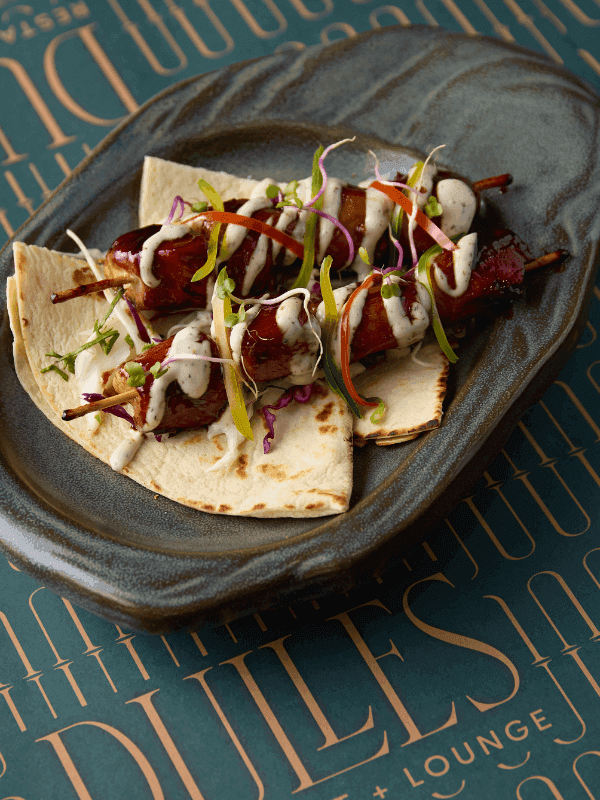 Loaded flatbread wraps with fresh slaw